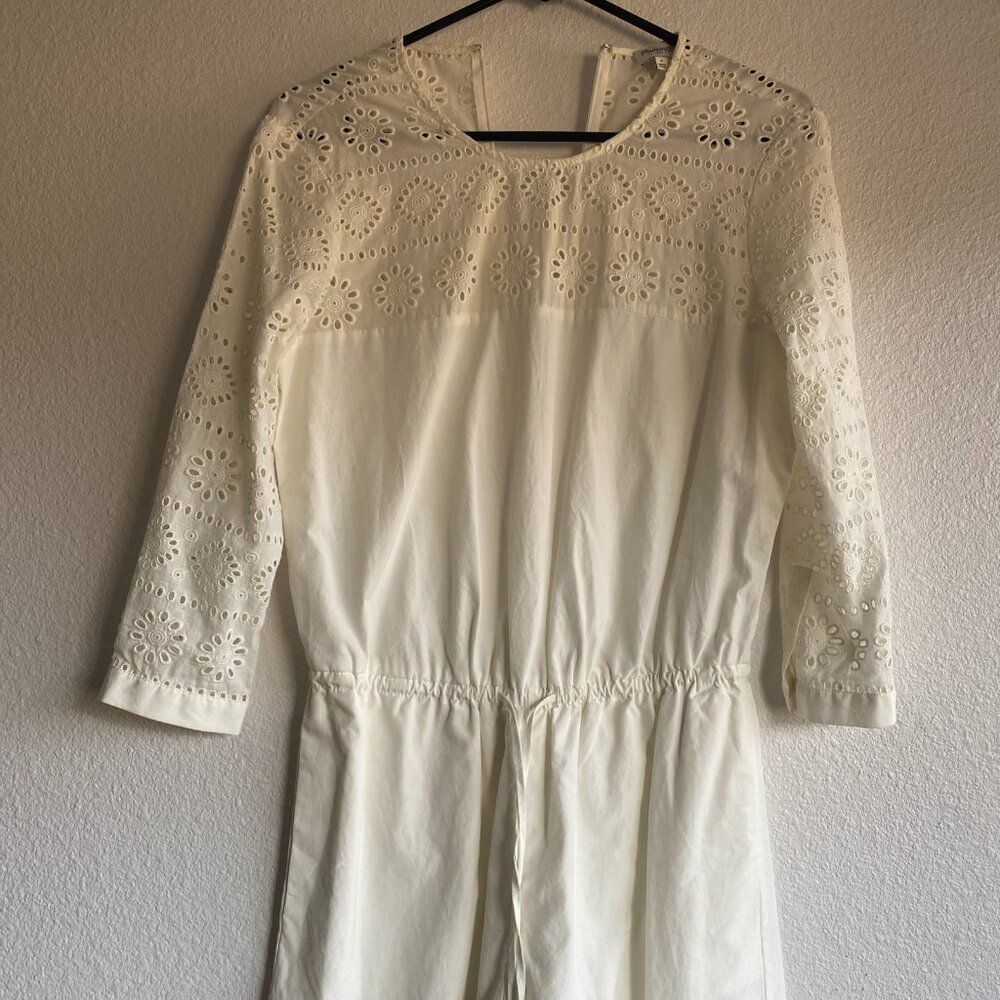 Madewell Eyelet Romper, size 0, White, 3/4 Sleeves, Shorts